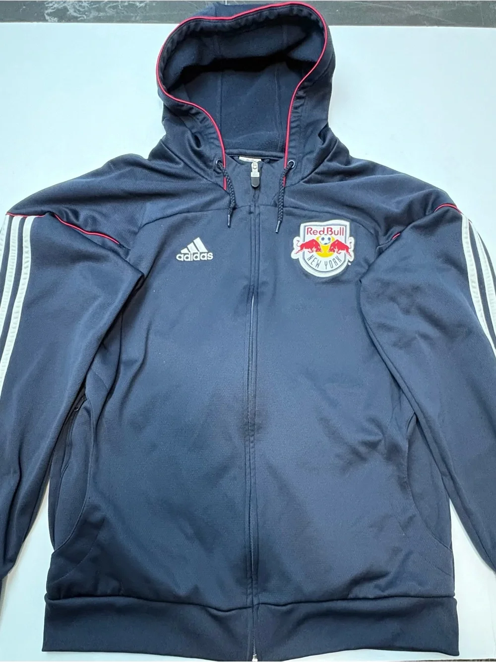 adidas Navy Red-Accented New York Red Bulls Full-Zip Hoodie
